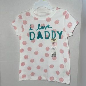 OshKosh Short Sleeves Graphic Toddler Girl Tee I Love Daddy Size 4T